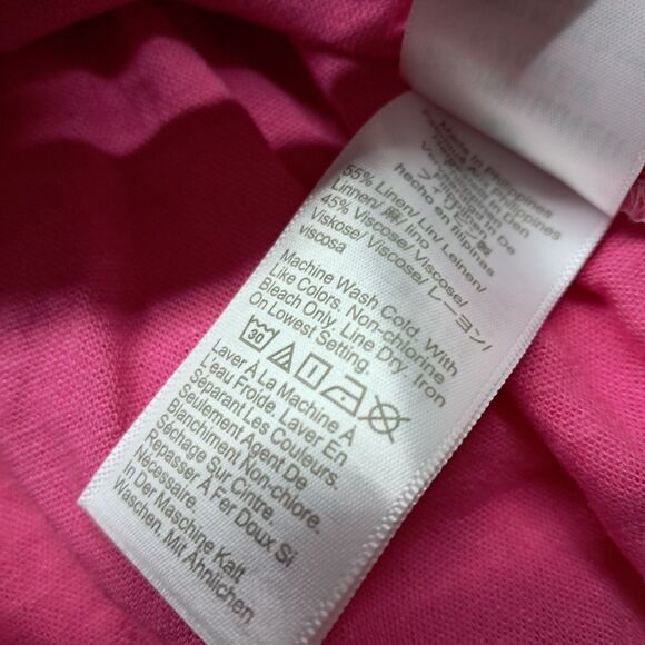 J. Crew Factory Dress Womens 6 Petite Pink Mini Linen Blend Ruffle Sleeve Tiered - Picture 8 of 11